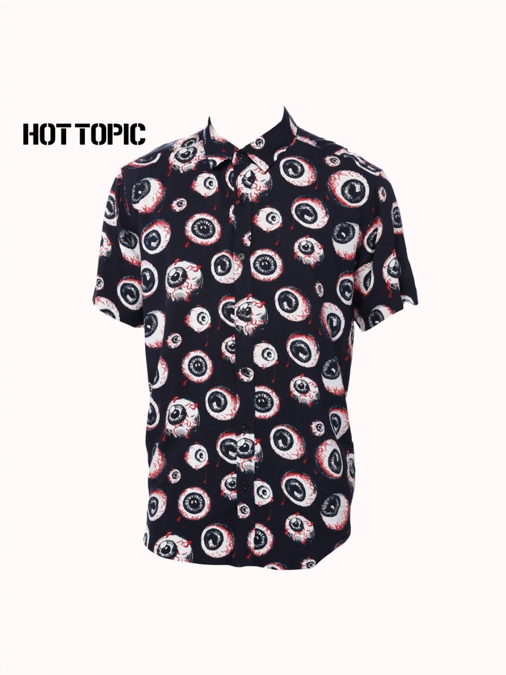 Hot Topic Red Eye Button Up Tee